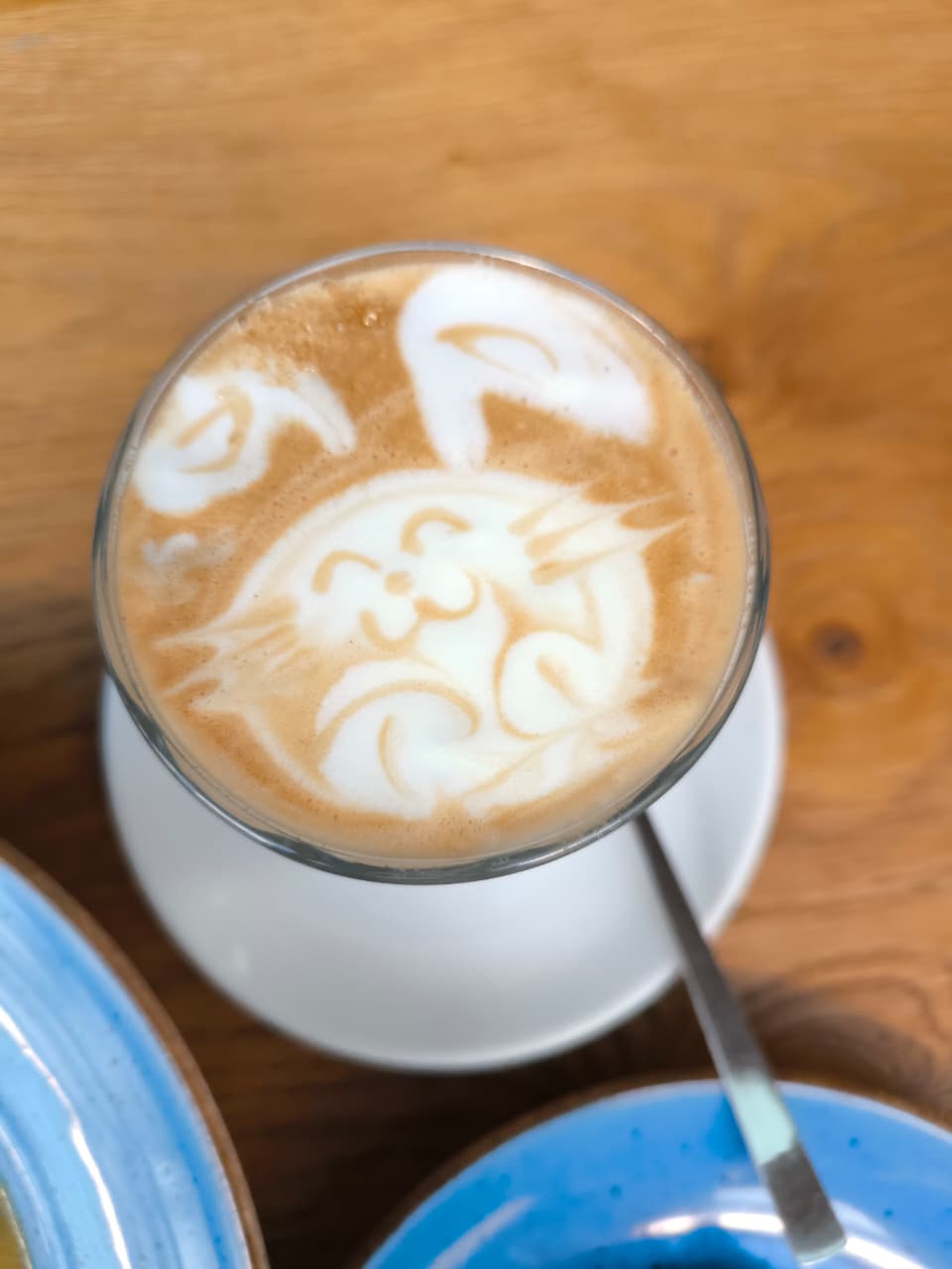 Rabbit with long ears — freehand etched latte art